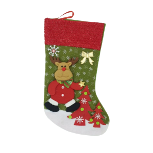 Christmas Stocking Red/Green W/ Reindeer